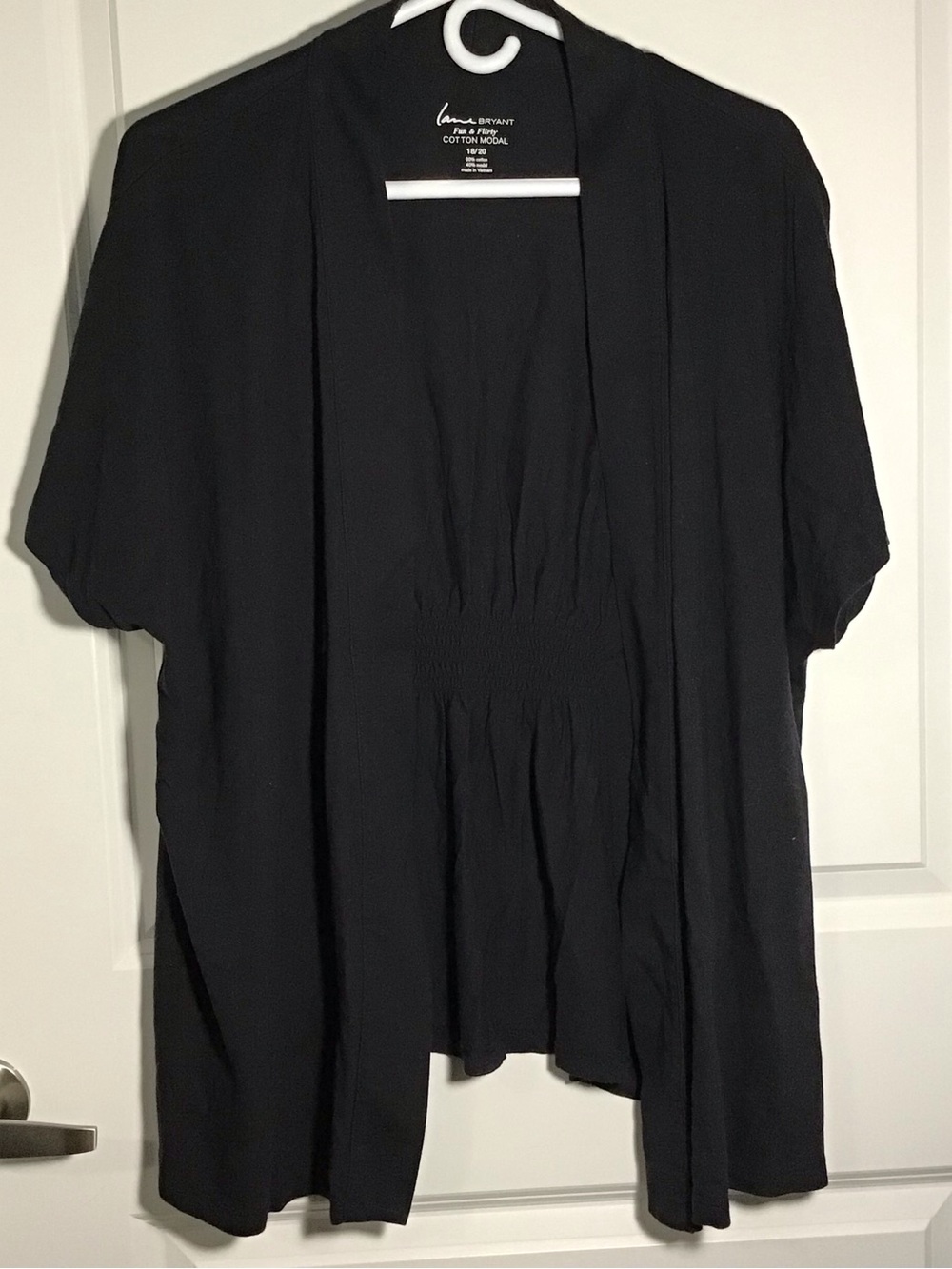 Lane Bryant Black Open-Front Short Sleeve Cardigan 18/20